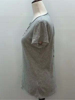 Zadig & Voltaire Gray Woman’s T-Shirt with Metallic Camo Skull Size Lg thumbnail 3
