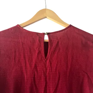 Shilla Chic Burgundy Ruffle Sleeve‎ Blouse Women's Sz S Boho Casual Lace Cut Out thumbnail 5