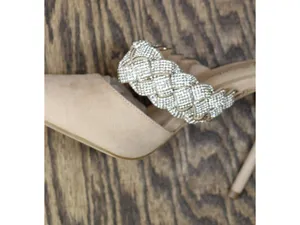 Journee Collection Hazzl Braided Rhinestone Stiletto Heels Nude Beige Brown 8.5M thumbnail 6