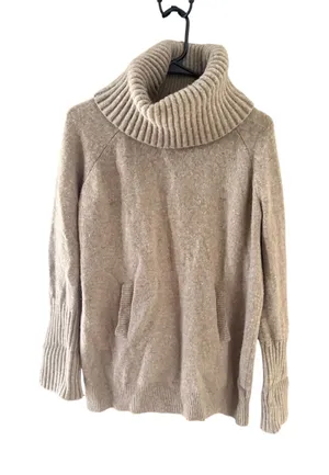 Gap Womens Lambswool Blend Cowl Neck Sweater Taupe Tan‎ Pockets Small thumbnail 1