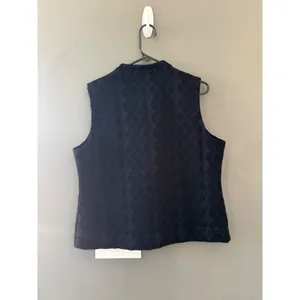 Chicos Travelers Womens Black Diamond Quilted Full Zip‎ Mock Neck Vest Size 2 L thumbnail 4