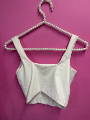 Abercrombie YPB White Square Neck Cropped Tank Top thumbnail 2