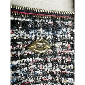 Juicy Couture Satchel Bag Womens Medium Multicolor Tweed Sequin Top Handle Lips thumbnail 4