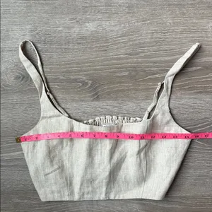 Reformation France Linen Crop Top in Oatmeal 6 thumbnail 6