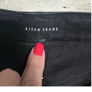 Risen Jeans Mid Rise Slim Straight Black Women's Size 1 25 Waist Stretch thumbnail 5