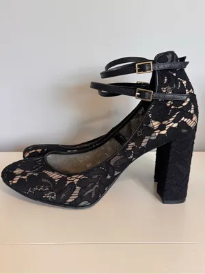 Kate Spade New York Black Lace Ankle Strap Block‎ Heel Pumps 10.5M thumbnail 11