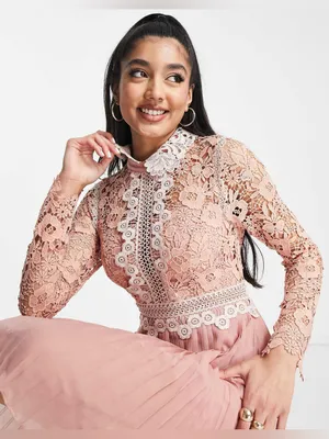 ASOS DESIGN nwt size 6 lace mini dress with collar detail and pleated skirt thumbnail 3
