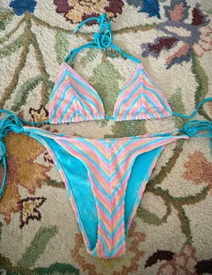 Triangl Swimwear Vinca Sherbet Stripe Pastel Terry cloth Towelling Bikini thumbnail 1