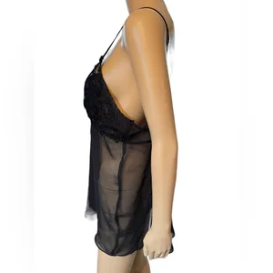 Seductive Wear Cinema Etoile Vintage Black Sheer Whimsygoth Lingerie Slip Top thumbnail 6