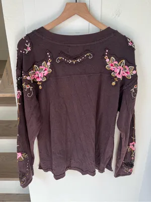 Free People We The Free Lilith Long Sleeve Tee in Chocolate Brown NWT thumbnail 3