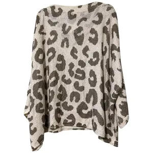 POL women’s plus size 2XL oversized olive & leopard pattern slouchy sweater new thumbnail 4