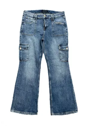 Aeropostale Blue Wide Leg Cargo Jeans 14 thumbnail 1