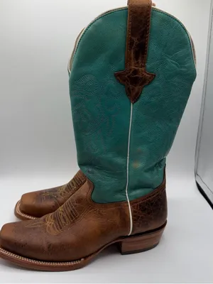J.B. Dillon Womens 7.5B Turquoise Brown Leather Western Cowboy Boots USA thumbnail 4