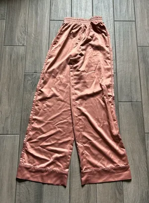 House of CB Wide Leg Satin Pants in Dusty Rose thumbnail 1