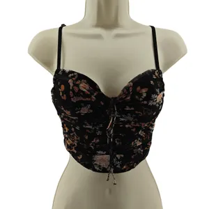 Victoria's Secret Multicolor Floral Black Mesh Top Womens Xsmall thumbnail 2