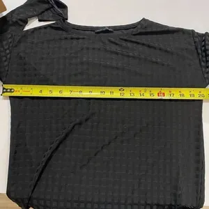 ZARA W&B Black Grid Sheer Long Sleeve Top | Size M thumbnail 4