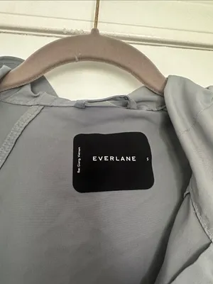 Everlane Cropped City Anorak Rain Coat Jacket Hooded in Blue-Gray Sz S thumbnail 4