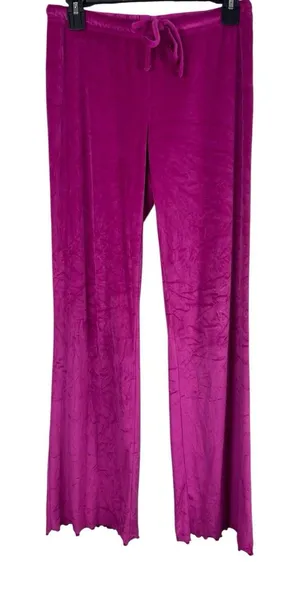 Juicy Couture Velour Pajama Pants Pink Rhinestone Logo Flared S Drawstring thumbnail 1