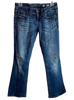 Miss Me Jeans Womens Sz 28‎ boot cut denim Embellished stitiching flap Pockets thumbnail 1