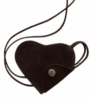 Free People Espresso Brown Suede Heart Lanyard Bag Charm Coin Purse NWT thumbnail 1