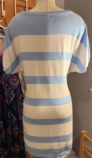 Boutique Blue and white Mini Dress Tie Front thumbnail 5
