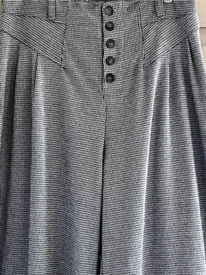 Anthropologie Maeve houndstooth plaid pleated wide-leg crop pants thumbnail 4