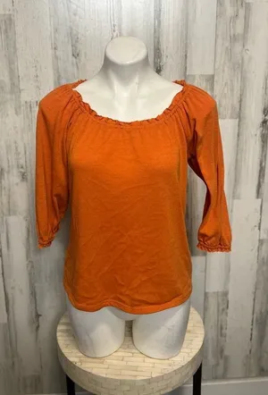 John Paul Richard Peasant Blouse Womens Small Burnt Orange Ruffle 3/4 Sleeve thumbnail 1
