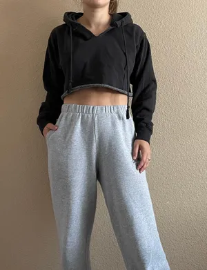 Brandy Melville Black Cropped Hoodie thumbnail 1
