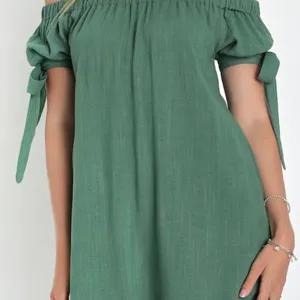 Lulu's Al Fresco Evenings Forest Green Off-the-Shoulder Dress Size M thumbnail 1