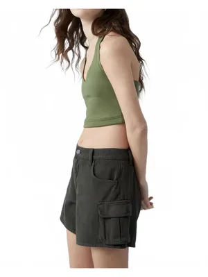 PacSun Mid Rise Cargo Shorts Forest Green NWT Size 28 thumbnail 4