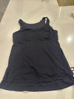 Lululemon black striped‎ tank top with cinch hem thumbnail 2