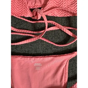 Monday Swimwear St.martin Bikini Top Bottom Set Textured in Azalea Pink size P/S thumbnail 9