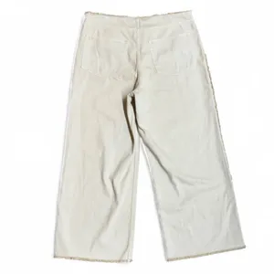 H&M Divided Wide Leg Jeans – Cream/Beige Frayed Trim – Size 18/US 50 thumbnail 6
