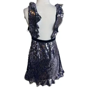 NWT Free People Siren Sequin V-Neck‎ Ruffle Mini Dress Size 8 thumbnail 5
