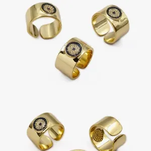 Handmade New Gold Chunky Evil Eye Adjustable Ring OS thumbnail 2