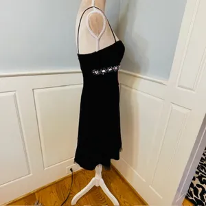 Betsy & Adam Vintage Black Velvet Mini Dress Pink Bow 6 XS thumbnail 6