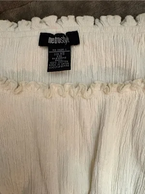 metrostyle Cream Smocked Ruffle Long-Sleeve Crop Top thumbnail 2