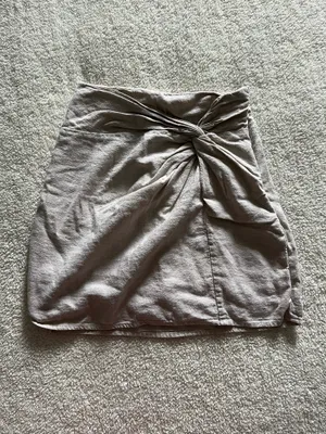 Abercrombie & Fitch Skirt Womens Tan Linen Blend Mini Skirt Wrap thumbnail 1