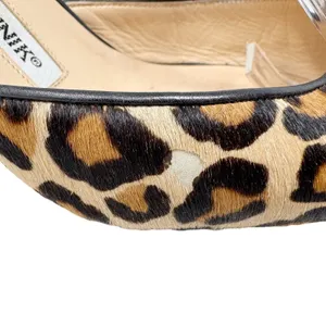 Manolo Blahnik Carolyne Leopard Calf Hair Slingback Pumps Size 38 thumbnail 7
