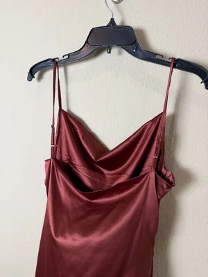 R. Vivimos Brown Satin Drape Neck Midi Dress Size Small 4/6 New NWT thumbnail 5