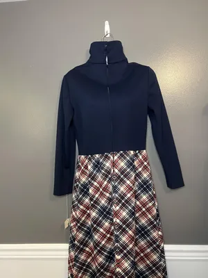 Vintage Haypence Dress Womens Medium Plaid Maxi Mod Turtleneck ILGWU USA 70s thumbnail 2