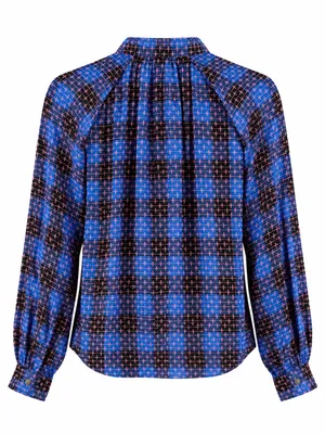 Anthropologie Pilcro Button Up Womens XS Blue Embroidered Plaid Crew Neck Blouse thumbnail 5