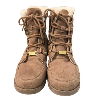 Bebe Leyia Faux Suede Fur-Lined Lace-Up Winter Boots - Size 7.5 thumbnail 1