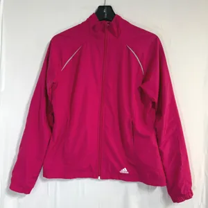 Y2K Adidas Womens Fuchsia Pink Full Zip‎ Windbreaker Track Jacket Size Medium thumbnail 1