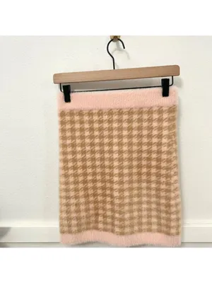 For Love & Lemons Cher Cardigan Tank Skirt Set M Light Pink Orange Houndstooth thumbnail 12