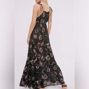 Intimately Free People Black Floral ‘Garden Party’ Smocked Maxi Dress, Size M thumbnail 4
