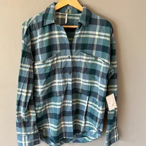 Free People | Loveland Plaid‎ Frayed Hem Shirt *NWT xs thumbnail 3