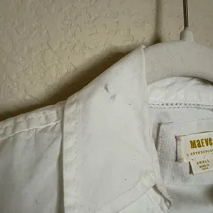 Anthropologie Maeve White Pop Over Henley Blouse‎ Sz Small Oversized thumbnail 5