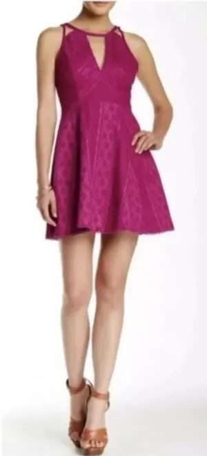 Free People Missed Connections Textured Mini Skater Dress Size 8 thumbnail 1
