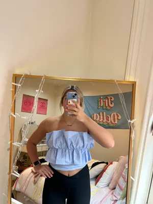 DO+BE Baby Blue Ruffle Top thumbnail 3